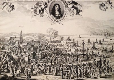La partida de Carlos II de Scheveningen de Adriaen Pietersz van de Venne